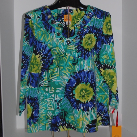 Ruby Rd Blue Top Ruby Rd. | Tops | Nwt Ruby Rd Blue Green Floral Beadwork | Poshmark